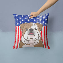 Load image into Gallery viewer, American Flag and English Bulldog  Throw Pillow - 14x14 Decorative Pillow – Art for Your Home &amp; Patio BB2149PW1414