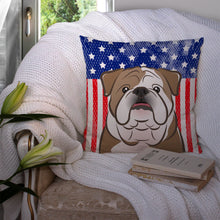Load image into Gallery viewer, American Flag and English Bulldog  Throw Pillow - 14x14 Decorative Pillow – Art for Your Home &amp; Patio BB2149PW1414