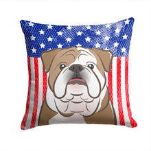 Load image into Gallery viewer, American Flag and English Bulldog  Throw Pillow - 14x14 Decorative Pillow – Art for Your Home &amp; Patio BB2149PW1414