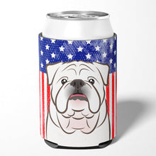 Load image into Gallery viewer, American Flag and White English Bulldog  Can or Bottle Hugger BB2150CC