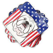 Load image into Gallery viewer, American Flag and White English Bulldog  Foam Coaster