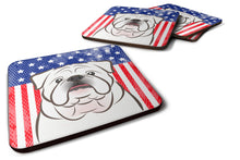 Load image into Gallery viewer, American Flag and White English Bulldog  Foam Coaster