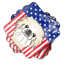 Load image into Gallery viewer, American Flag and Pekingese Foam Coaster