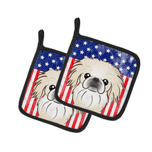 Load image into Gallery viewer, American Flag and Pekingese Pot Holders - Set of 2 - Heat-Resistant Kitchen Essentials BB2151PTHD