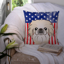Load image into Gallery viewer, American Flag and Pekingese Throw Pillow - 14x14 Decorative Pillow – Art for Your Home &amp; Patio BB2151PW1414