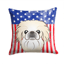 Load image into Gallery viewer, American Flag and Pekingese Throw Pillow - 14x14 Decorative Pillow – Art for Your Home &amp; Patio BB2151PW1414