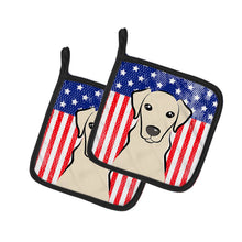 Load image into Gallery viewer, American Flag and Yellow Labrador Pot Holders - Set of 2 - Heat-Resistant Kitchen Essentials BB2152PTHD