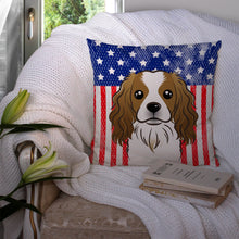 Load image into Gallery viewer, American Flag and Cavalier Spaniel Throw Pillow - 14x14 Decorative Pillow – Art for Your Home &amp; Patio BB2154PW1414