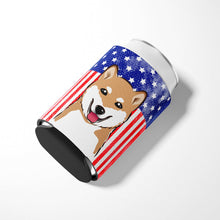 Load image into Gallery viewer, American Flag and Shiba Inu Can or Bottle Hugger BB2155CC