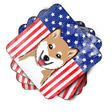 Load image into Gallery viewer, American Flag and Shiba Inu Foam Coaster
