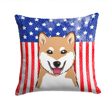 Load image into Gallery viewer, American Flag and Shiba Inu Throw Pillow - 14x14 Decorative Pillow – Art for Your Home &amp; Patio BB2155PW1414