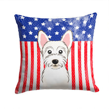 Load image into Gallery viewer, American Flag and Westie Throw Pillow - 14x14 Decorative Pillow – Art for Your Home &amp; Patio BB2156PW1414