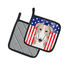 Load image into Gallery viewer, American Flag and Borzoi Pot Holders - Set of 2 - Heat-Resistant Kitchen Essentials BB2158PTHD