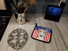 Load image into Gallery viewer, American Flag and Borzoi Pot Holders - Set of 2 - Heat-Resistant Kitchen Essentials BB2158PTHD