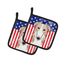 Load image into Gallery viewer, American Flag and Borzoi Pot Holders - Set of 2 - Heat-Resistant Kitchen Essentials BB2158PTHD