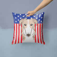 Load image into Gallery viewer, American Flag and Borzoi Throw Pillow - 14x14 Decorative Pillow – Art for Your Home &amp; Patio BB2158PW1414