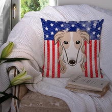 Load image into Gallery viewer, American Flag and Borzoi Throw Pillow - 14x14 Decorative Pillow – Art for Your Home &amp; Patio BB2158PW1414