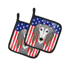 Load image into Gallery viewer, American Flag and Saluki Pot Holders - Set of 2 - Heat-Resistant Kitchen Essentials BB2159PTHD