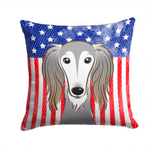 Load image into Gallery viewer, American Flag and Saluki Throw Pillow - 14x14 Decorative Pillow – Art for Your Home &amp; Patio BB2159PW1414