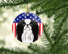 Load image into Gallery viewer, American Flag and Japanese Chin Ceramic Ornament BB2160CO1