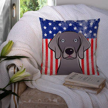 Load image into Gallery viewer, American Flag and Weimaraner Throw Pillow - 14x14 Decorative Pillow – Art for Your Home &amp; Patio BB2161PW1414