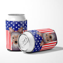 Load image into Gallery viewer, American Flag and Yorkie Puppy Can or Bottle Hugger BB2162CC