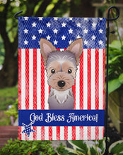 Load image into Gallery viewer, God Bless American Flag with Yorkie Puppy Garden Flag – Decorative Outdoor Yard Flag BB2162GF