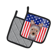 Load image into Gallery viewer, American Flag and Yorkie Puppy Pot Holders - Set of 2 - Heat-Resistant Kitchen Essentials BB2162PTHD