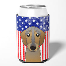 Load image into Gallery viewer, American Flag and Wirehaired Dachshund Can or Bottle Hugger BB2163CC