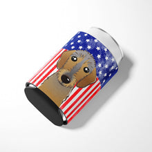 Load image into Gallery viewer, American Flag and Wirehaired Dachshund Can or Bottle Hugger BB2163CC