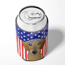 Load image into Gallery viewer, American Flag and Wirehaired Dachshund Can or Bottle Hugger BB2163CC