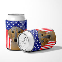Load image into Gallery viewer, American Flag and Wirehaired Dachshund Can or Bottle Hugger BB2163CC