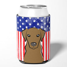 Load image into Gallery viewer, American Flag and Chocolate Labrador Can or Bottle Hugger BB2164CC
