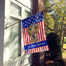 Load image into Gallery viewer, God Bless American Flag with Chocolate Labrador Flag Canvas House Size BB2164CHF