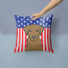 Load image into Gallery viewer, American Flag and Chocolate Labrador Throw Pillow - 14x14 Decorative Pillow – Art for Your Home &amp; Patio BB2164PW1414