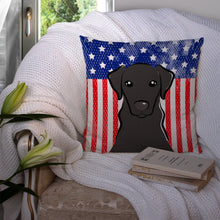 Load image into Gallery viewer, American Flag and Black Labrador Throw Pillow - 14x14 Decorative Pillow – Art for Your Home &amp; Patio BB2165PW1414