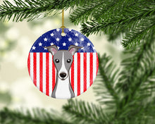 Load image into Gallery viewer, American Flag and Italian Greyhound Ceramic Ornament BB2166CO1