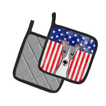 Load image into Gallery viewer, American Flag and Italian Greyhound Pot Holders - Set of 2 - Heat-Resistant Kitchen Essentials BB2166PTHD