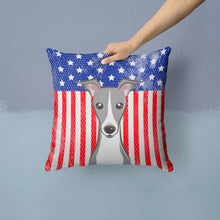 Load image into Gallery viewer, American Flag and Italian Greyhound Throw Pillow - 14x14 Decorative Pillow – Art for Your Home &amp; Patio BB2166PW1414