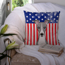 Load image into Gallery viewer, American Flag and Italian Greyhound Throw Pillow - 14x14 Decorative Pillow – Art for Your Home &amp; Patio BB2166PW1414