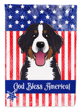 Load image into Gallery viewer, God Bless American Flag with Bernese Mountain Dog Flag Canvas House Size BB2167CHF
