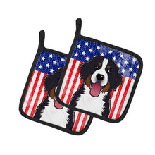 Load image into Gallery viewer, American Flag and Bernese Mountain Dog Pot Holders - Set of 2 - Heat-Resistant Kitchen Essentials BB2167PTHD