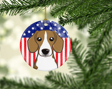 Load image into Gallery viewer, American Flag and Beagle Ceramic Ornament BB2169CO1