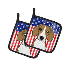 Load image into Gallery viewer, American Flag and Beagle Pot Holders - Set of 2 - Heat-Resistant Kitchen Essentials BB2169PTHD