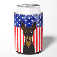 Load image into Gallery viewer, American Flag and Min Pin Can or Bottle Hugger BB2170CC