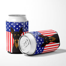 Load image into Gallery viewer, American Flag and Min Pin Can or Bottle Hugger BB2170CC