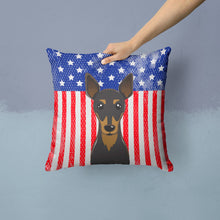 Load image into Gallery viewer, American Flag and Min Pin Throw Pillow - 14x14 Decorative Pillow – Art for Your Home &amp; Patio BB2170PW1414
