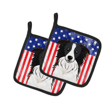 Load image into Gallery viewer, American Flag and Border Collie Pot Holders - Set of 2 - Heat-Resistant Kitchen Essentials BB2171PTHD