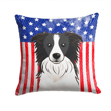 Load image into Gallery viewer, American Flag and Border Collie Throw Pillow - 14x14 Decorative Pillow – Art for Your Home &amp; Patio BB2171PW1414