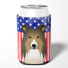 Load image into Gallery viewer, American Flag and Sheltie Can or Bottle Hugger BB2172CC